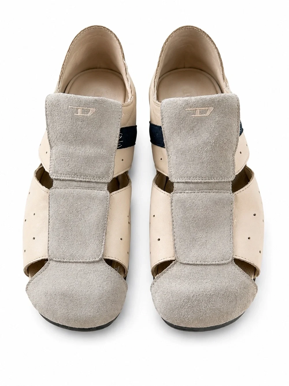 Diesel Men's Beige and Light Gray Suede Leather Boat Shoes